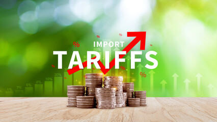 Import tariffs increase concept, Government import tax to boost economy, Industrial growth tax,...