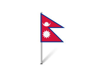 Nepal flag - map pin flag representing a country cultural identity and heritage. The essence of national pride and unity. Map pin flag stuck in a white background