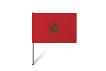 Morocco flag - map pin flag representing a country cultural identity and heritage. The essence of national pride and unity. Map pin flag stuck in a white background