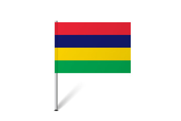 Mauritius flag - map pin flag representing a country cultural identity and heritage. The essence of national pride and unity. Map pin flag stuck in a white background