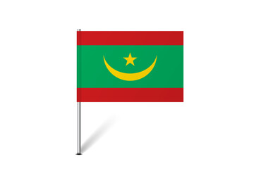 Mauritania flag - map pin flag representing a country cultural identity and heritage. The essence of national pride and unity. Map pin flag stuck in a white background
