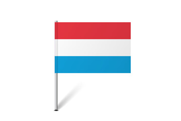 Luxembourg flag - map pin flag representing a country cultural identity and heritage. The essence of national pride and unity. Map pin flag stuck in a white background