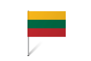 Lithuania flag - map pin flag representing a country cultural identity and heritage. The essence of national pride and unity. Map pin flag stuck in a white background