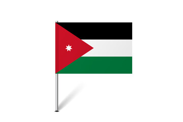 Jordan flag - map pin flag representing a country cultural identity and heritage. The essence of national pride and unity. Map pin flag stuck in a white background