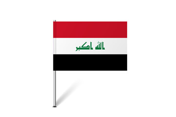Iraq flag - map pin flag representing a country cultural identity and heritage. The essence of national pride and unity. Map pin flag stuck in a white background