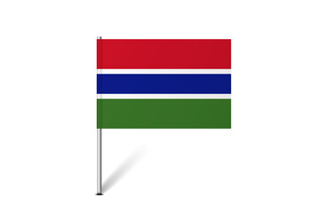 Gambia flag - map pin flag representing a country cultural identity and heritage. The essence of national pride and unity. Map pin flag stuck in a white background