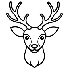 reindeer head line art icon