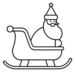 santa sleigh line art icon