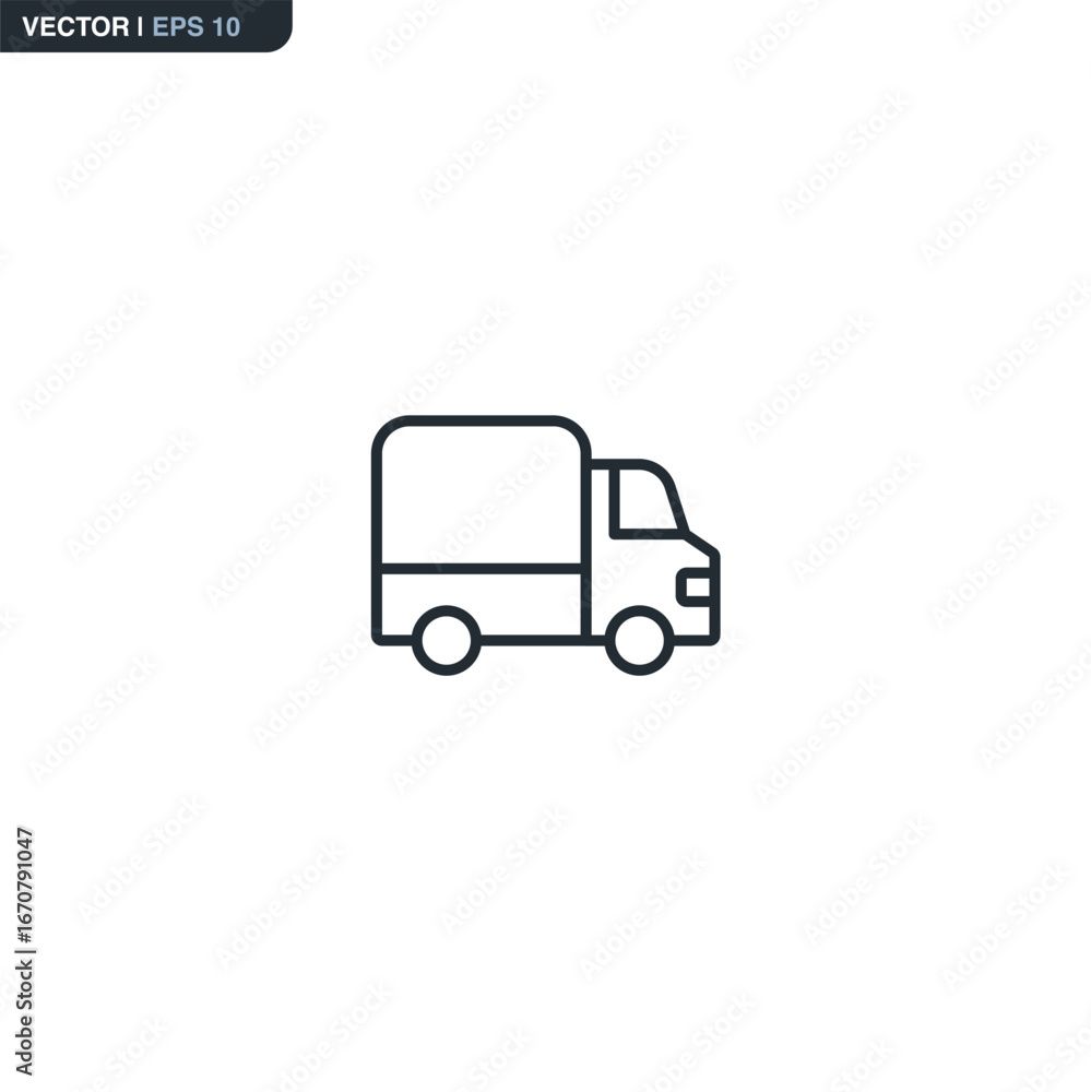 Poster lorry, linear style sign for mobile concept and web design