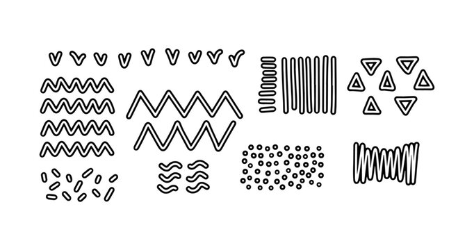 Vector zig zag set background. Geometry group batik graphic. Hand drawn doodle painting. Design illustration brush stroke. Art backdrop vector concept. Black color. Wave