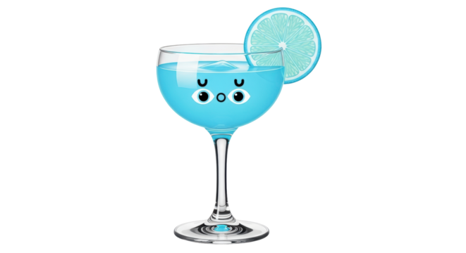 Isolated Cartoon Cocktail with Lemon - Powered by Adobe