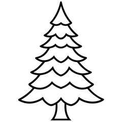 snowy pine line art icon