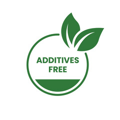 Additives free logo template illustration. Suitable for package product. Additives free sign, logo, badge, icon, sticker, label, emblem, stamp, symbol, black, line, flat vector, isolated illustration.