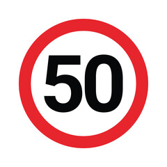 Speed limit sign 50 km h icon. Road signs with speed limit warnings. depicting speed limits ranging. Circular road signs. traffic sign.  the way forward symbol