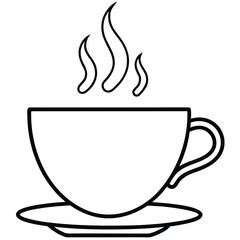 tea cup with steam line art icon