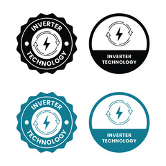 Inverter Technology Circular Badge in Blue and Black | Energy Efficient Power Electronics Logo for Appliance Marketing and Green Energy Solutions