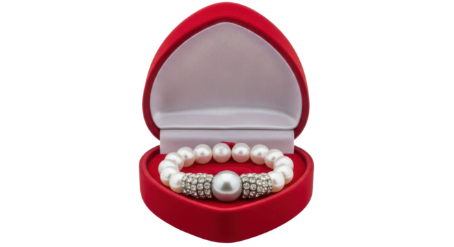 Isolated Pearl Bracelet in Heart Box