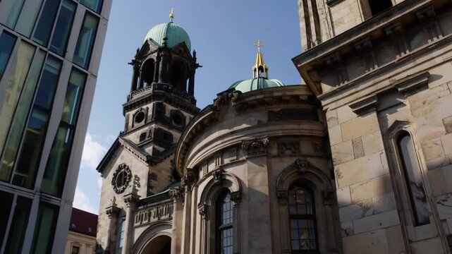 The Kaiser Wilhelm Memorial Church Contrasting with Modern Architectural Buildings in the City
