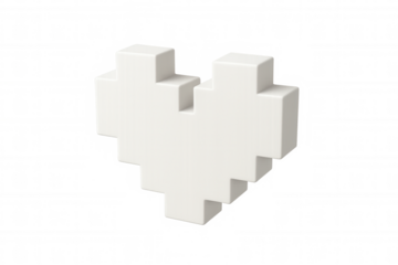 Digital pixel heart representing virtual connection, expressing online emotional bonds against transparent backdrop