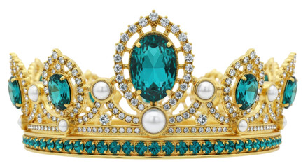 Isolated Golden Crown with Emerald