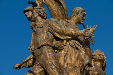 Obraz premium The National Monument to Vittorio Emanuele II, also known as the Vittoriano or Altare della Patria: detail of the statues, Rome, Italy