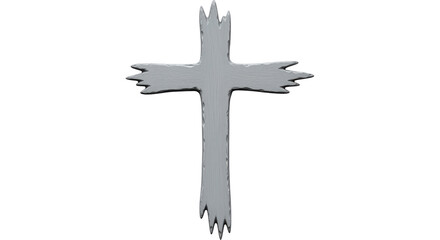Isolated Wooden Cross with Rough Texture