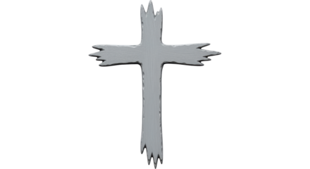 Isolated Wooden Cross with Rough Texture