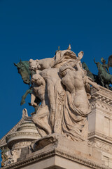 The National Monument to Vittorio Emanuele II, also known as the Vittoriano or Altare della Patria: detail of the statues, Rome, Italy