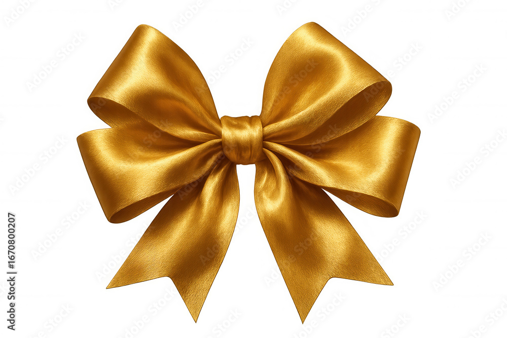 Poster gleaming golden bow resting on transparent backdrop, bringing festive elegance to graphic projects