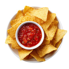 A Bowl of Tortilla Chips and Salsa A Perfect Appetizer isolated on transparent background