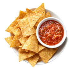 Tortilla Chips and Salsa in Bowl isolated on transparent background