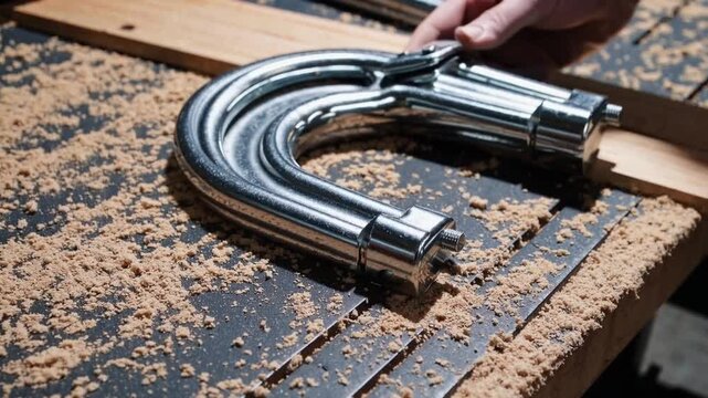 C-shaped clamp tool for securing wood and metal materials