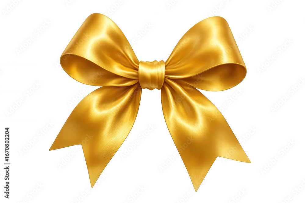 Poster golden bow gleaming with elegance, complementing festive designs against transparent backdrop