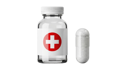 Isolated Medicine Bottle and Pill