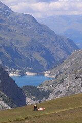tignes seen by solaise mountain, french alps, france