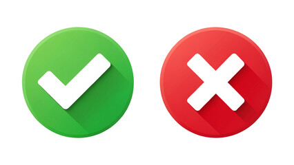 Fototapeta premium Checkmark and Cross Mark – Clean Flat Icons on White Background PNG