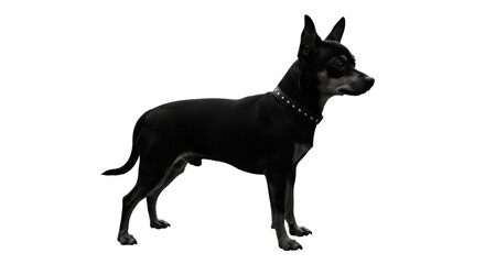 Isolated Black Miniature Pinscher Dog