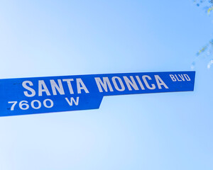 Close-up of a Santa Monica Blvd sign in Los Angeles, CA.