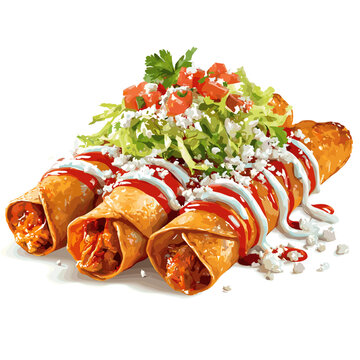Crispy Chicken Flautas with Salsa and Cheese