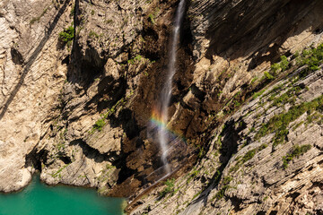Sulak canyon Dagestan, waterfall. Summer, mountain landscape.