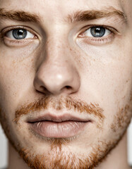 Fototapeta premium close up portrait of young red head scottish handsome man with blue eyes high quality