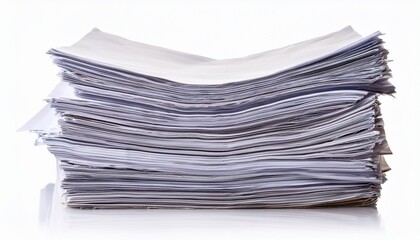 close up of papers stack isolated on a white background