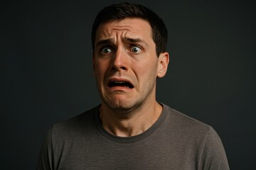 Fototapeta premium Anxious Expression - Caucasian Male Close-Up Portrait