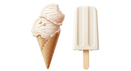 Isolated Ice Cream Cone and Popsicle