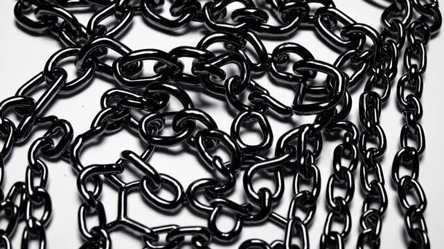 Assortment of Ebony Circular and Rectangular Interlinked Loop Configurations Rendered in Two-Dimensional Format on Pale Backdrop