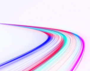 Neon stripes in the form of drill, turns and swirl. Illustration of high speed concept. Light trail wave, fire path trace line, car lights, optic fiber and incandescence curve twirl. PNG