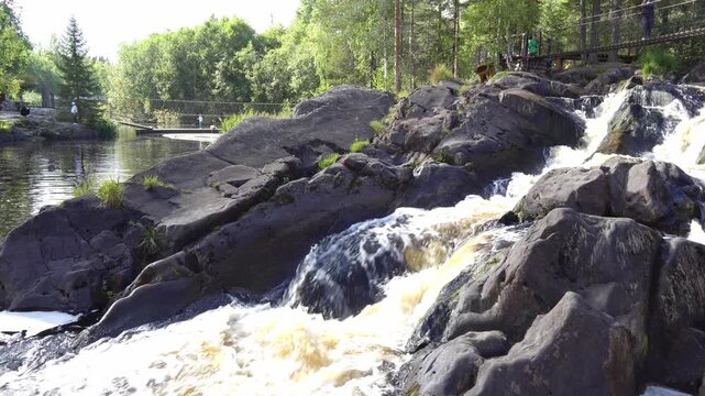 Republic of Karelia. Mountain Park. Akhvenkoski Waterfall