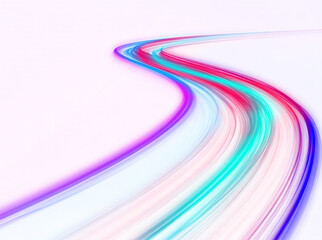 Expressway and vehicle headlights effect vivid speed motion and glowing light trails, cyberpunk-inspired data acceleration background with bright waves and vortex for PNG graphic design.	