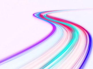 Expressway and vehicle headlights effect vivid speed motion and glowing light trails, cyberpunk-inspired data acceleration background with bright waves and vortex for PNG graphic design.	