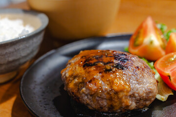 Dinner with hamburger steak / ハンバーグの夕食
